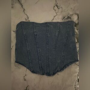 Good American Blue Denim Top